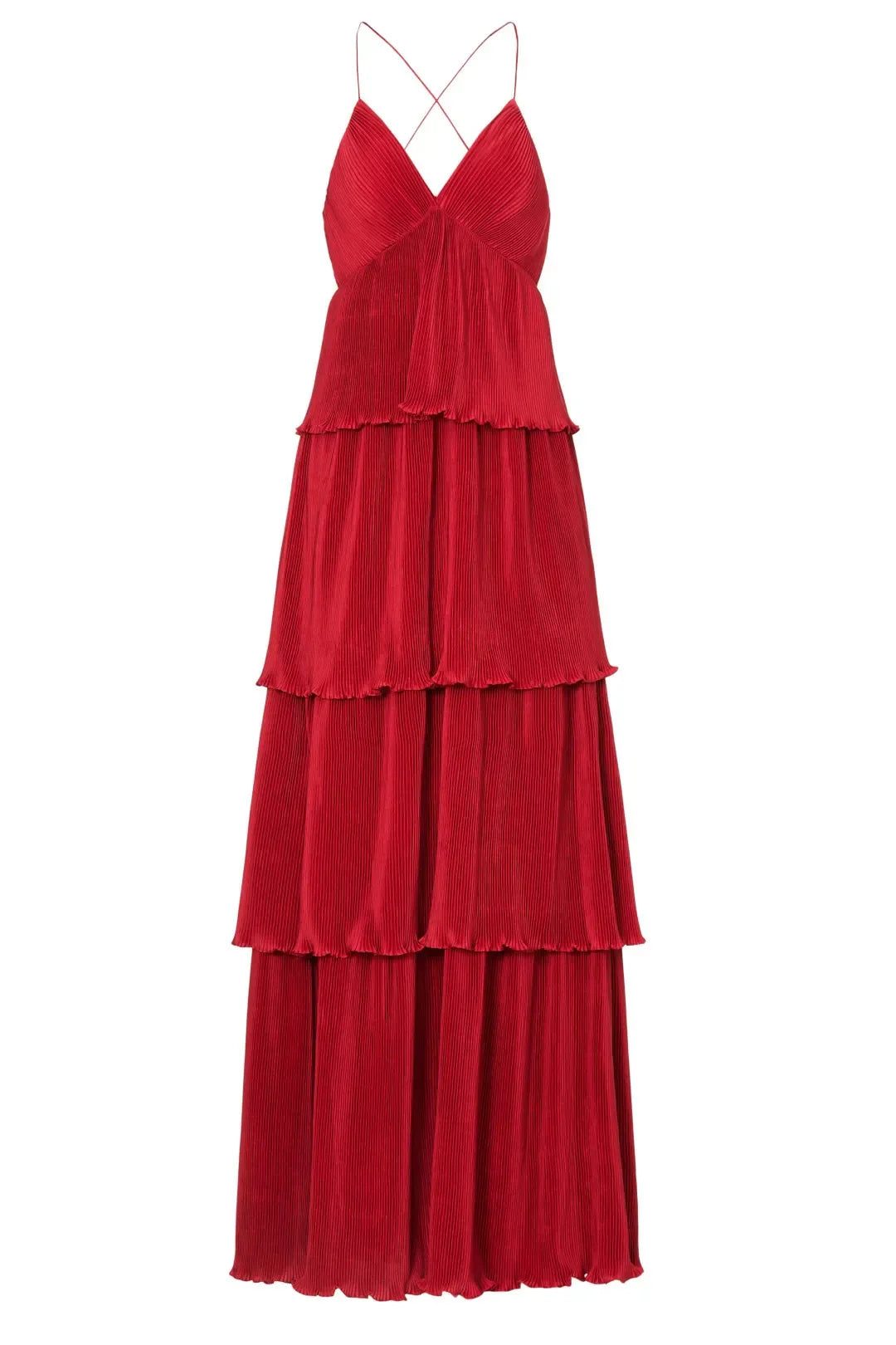 Romantic A Line Plunge Neck Sleeveless Tiered Ruffle Floor Length Plus Size Prom Dress