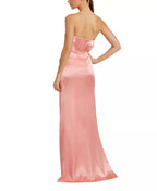 Romantic A-Line Strapless Sweetheart-Neck Flower-Accent Open-Back Floor-Length Female Prom Dress
