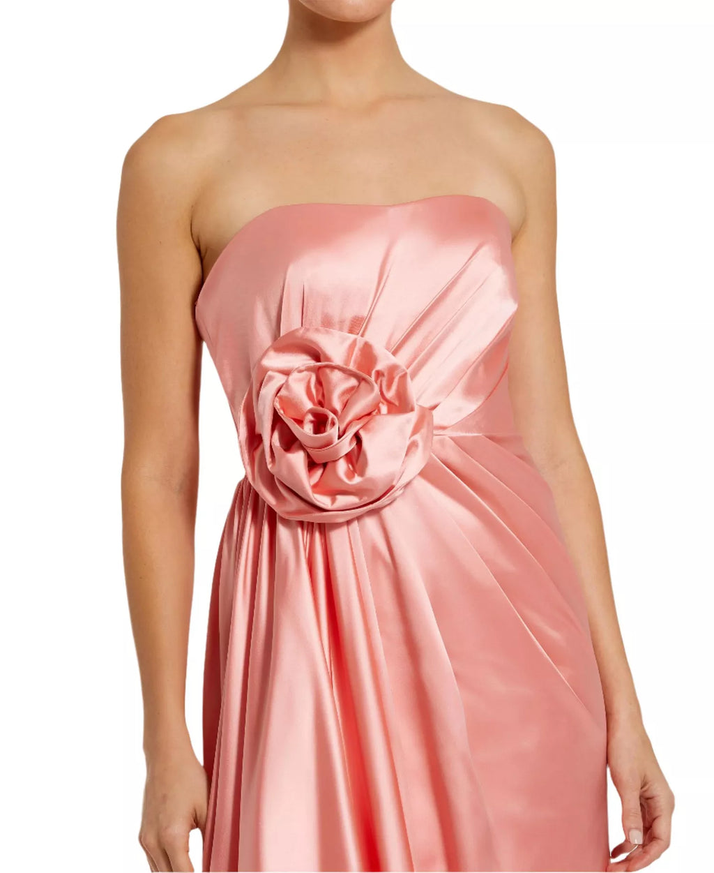 Romantic A-Line Strapless Sweetheart-Neck Flower-Accent Open-Back Floor-Length Female Prom Dress