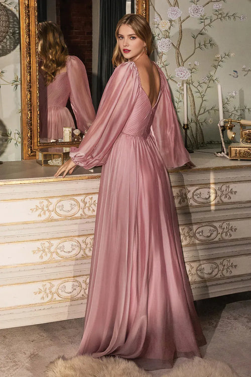 Romantic A-Line Sweetheart Bishop Sleeve Open Back Floor Length Prom Dress