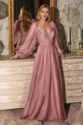 Romantic A-Line Sweetheart Bishop Sleeve Open Back Floor Length Prom Dress