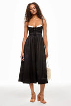 Romantic A Line Sweetheart Neck Sleeveless Open Back Midi Length Plus Size Prom Dress