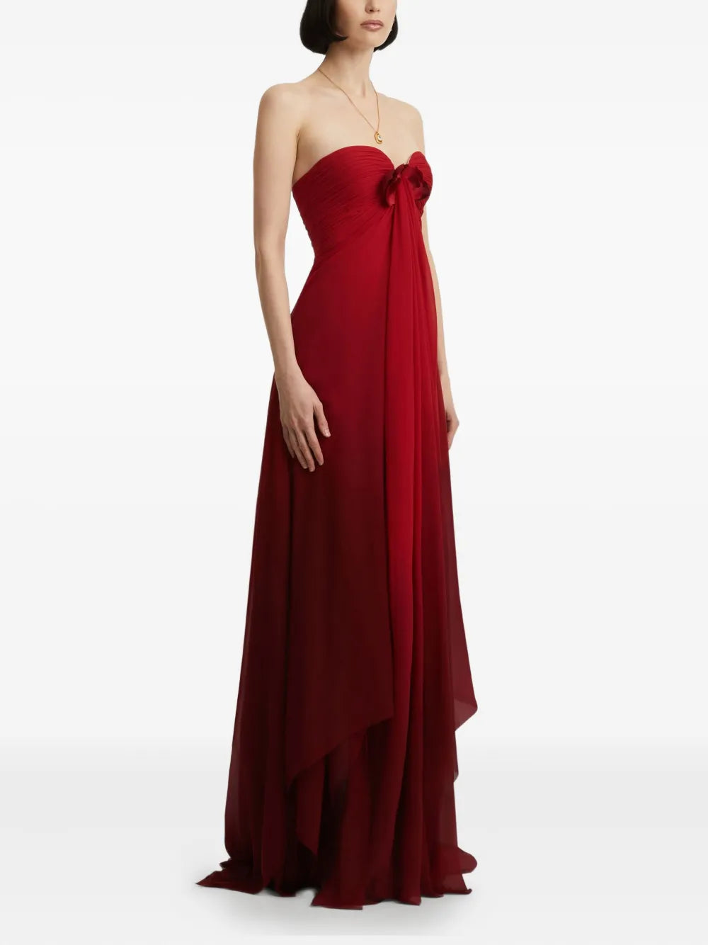 Romantic A-Line Sweetheart Neck Sleeveless Ruched Back Train Floor Length Prom Dress