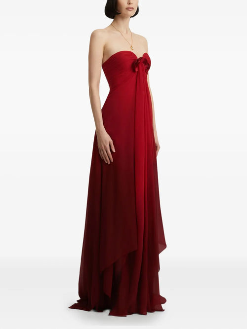 Romantic A-Line Sweetheart Neck Sleeveless Ruched Back Train Floor Length Prom Dress