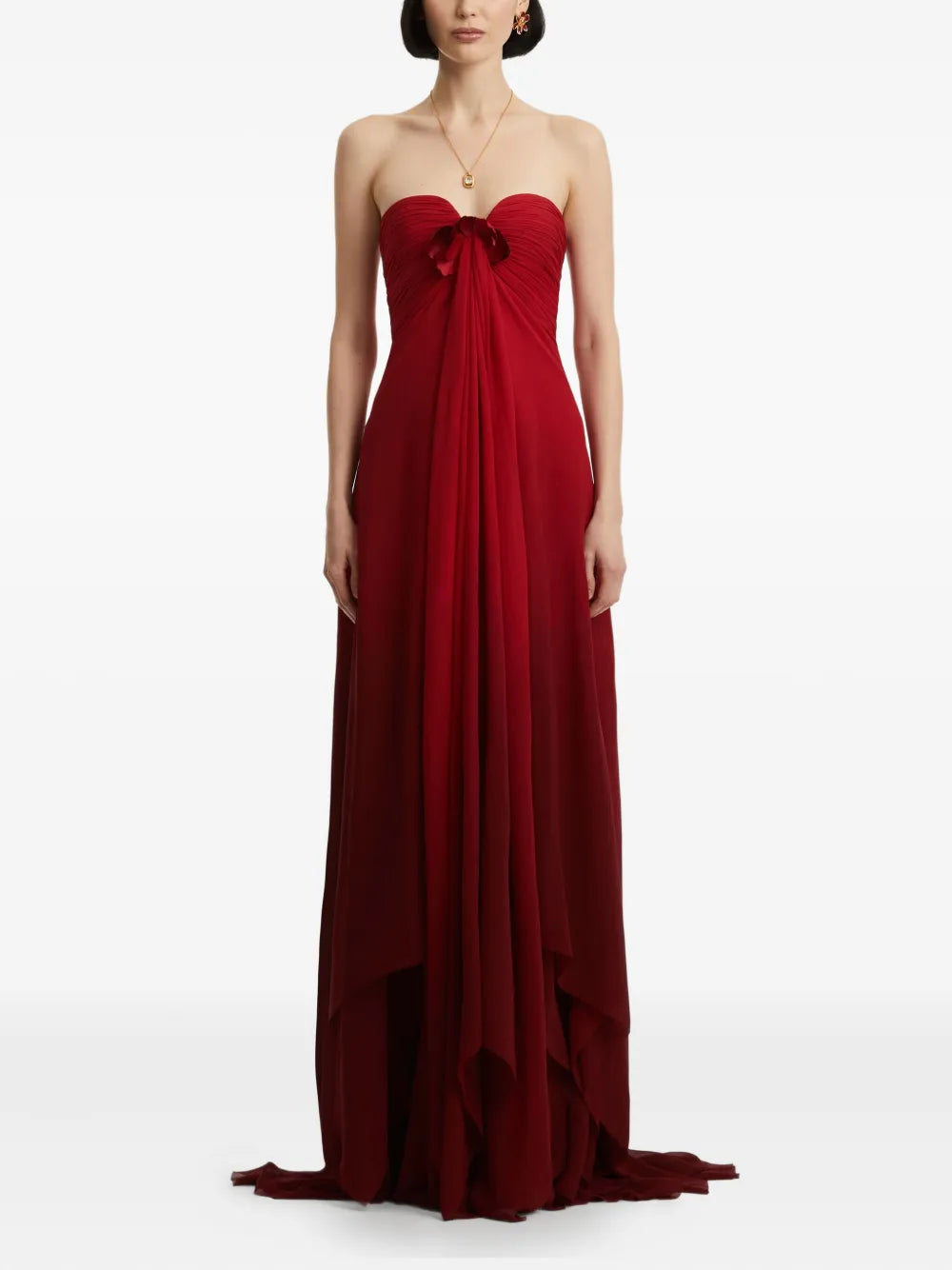 Romantic A-Line Sweetheart Neck Sleeveless Ruched Back Train Floor Length Prom Dress