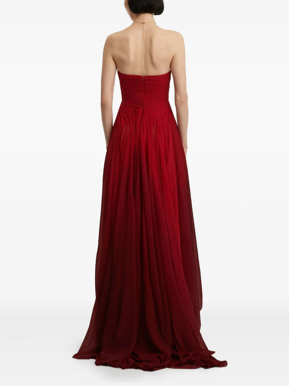 Romantic A-Line Sweetheart Neck Sleeveless Ruched Back Train Floor Length Prom Dress
