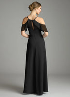 Romantic A line illusion sweetheart sleeveless lace back floor length bridesmaid dress with flowy skirt