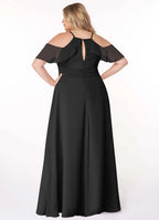 Romantic A line illusion sweetheart sleeveless lace back floor length bridesmaid dress with flowy skirt