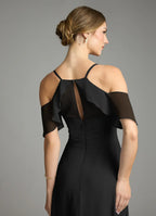Romantic A line illusion sweetheart sleeveless lace back floor length bridesmaid dress with flowy skirt