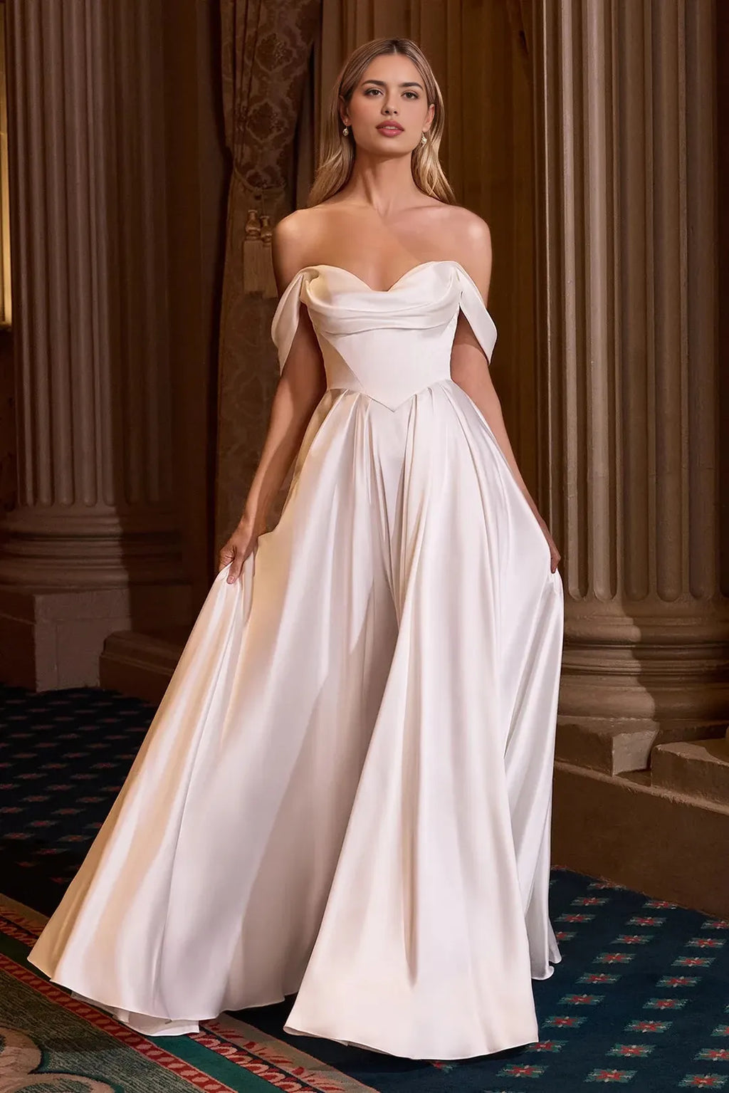 Romantic Ball-Gown Sweetheart Neck Off Shoulder Lace Up Back Floor Length Wedding Dress