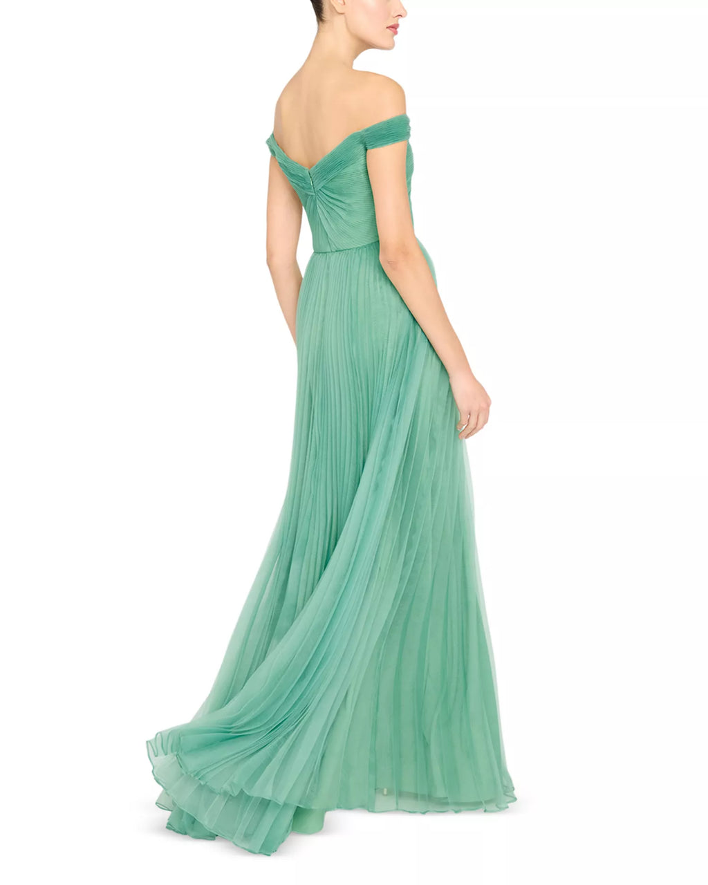 Romantic Ballgown Off the Shoulder Short Sleeve Pleated Skirt Open Back Floor Length For Ladies Prom Dress
