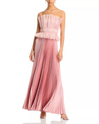 Romantic Ballgown Strapless Sleeveless Peplum Bodice Pleated Skirt Floor Length For Adults Prom Dress