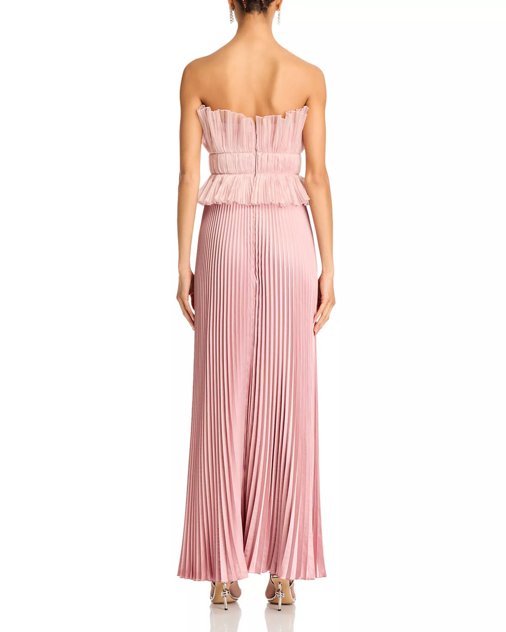 Romantic Ballgown Strapless Sleeveless Peplum Bodice Pleated Skirt Floor Length For Adults Prom Dress