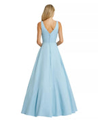 Romantic Ballgown V Neck Sleeveless Deep Back Floor Length For Adults Prom Dress