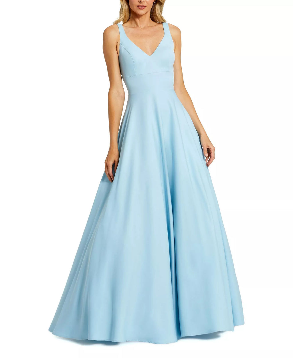Romantic Ballgown V Neck Sleeveless Deep Back Floor Length For Adults Prom Dress