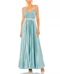 Romantic Ballgown V Neck Spaghetti Strap Ruched Bodice Pleated Skirt Floor Length Hot Sale Prom Dress