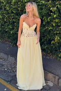 Romantic Corset Criss Cross Back Maxi Dress