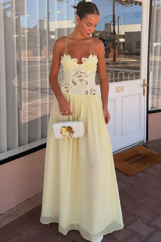 Romantic Corset Criss Cross Back Maxi Dress