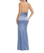 Romantic Mermaid Halter Neck Open Back Floral Accent Floor Length For Ladies Prom Dress