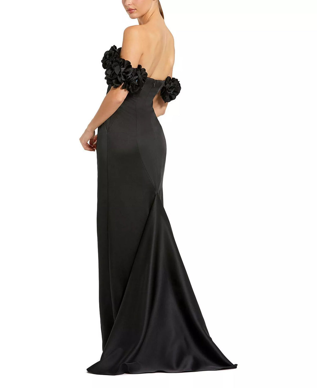Romantic Mermaid Off Shoulder Floral Appliqué Open Back Floor Length Hot Sale Prom Dress