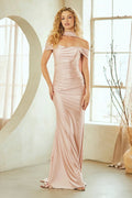 Romantic Mermaid Off the Shoulder Halter Cape Sleeve Lace Up Back Floor Length Prom Dress