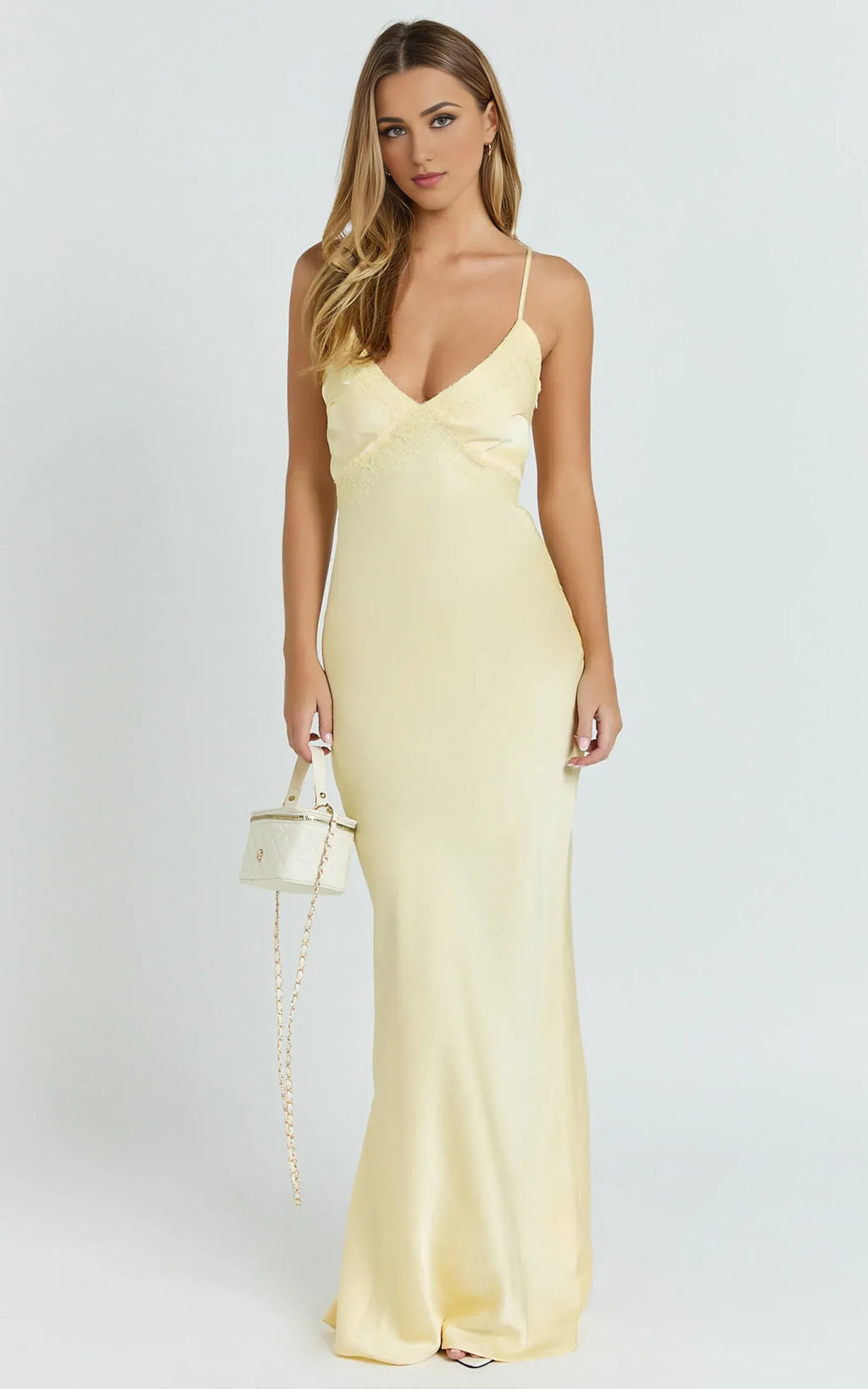 Romantic Mermaid Plunge Neck Sleeveless Lace Trimmed Floor Length Plus Size Evening Dress