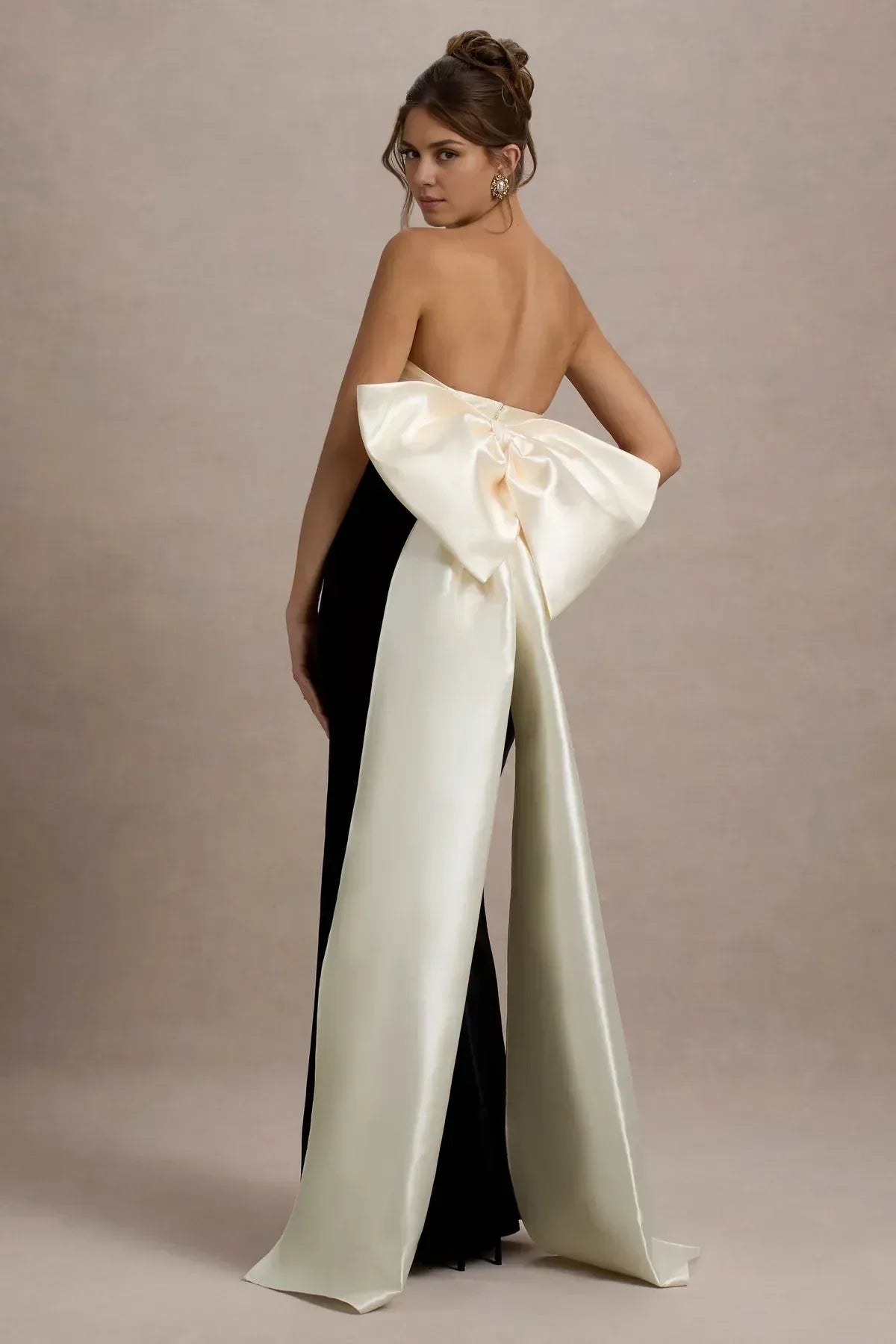 Romantic Mermaid Strapless Sleeveless Bow Back Floor Length Evening Dress