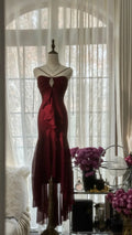 Romantic Mermaid Strapless Spaghetti Strap Open Back Ruffled Floor Length Hot Sale Prom Dress