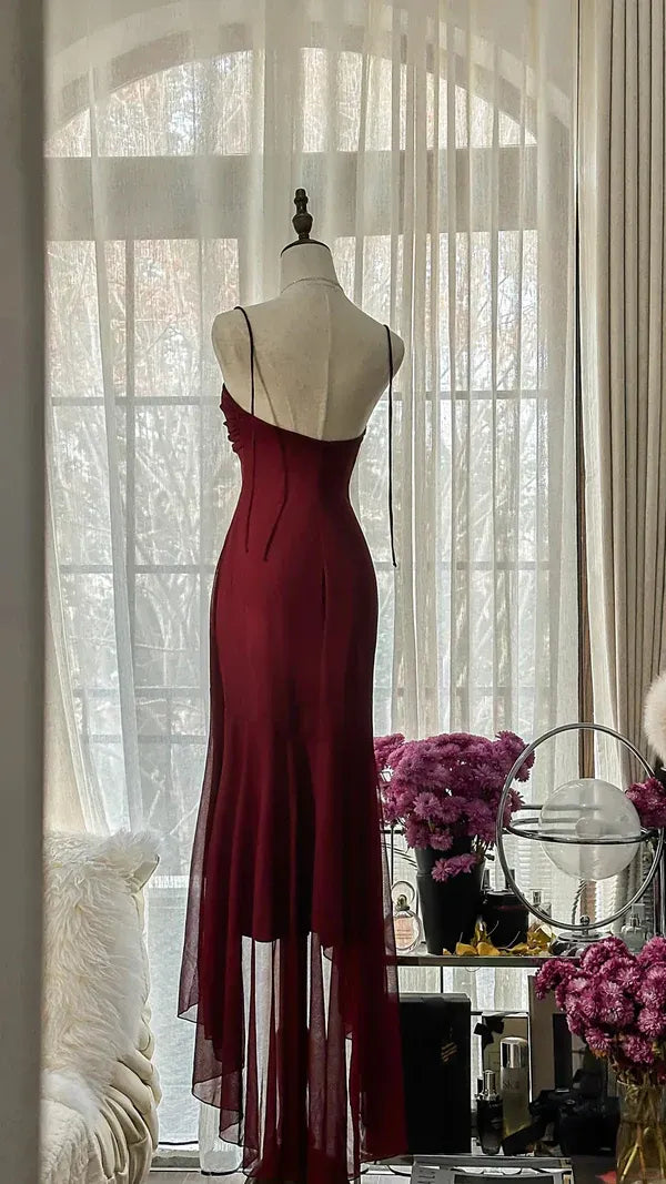 Romantic Mermaid Strapless Spaghetti Strap Open Back Ruffled Floor Length Hot Sale Prom Dress