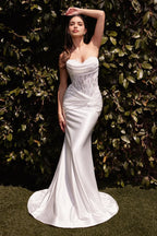 Romantic Mermaid Sweetheart Neck Strapless Lace Up Back Train Length Wedding Dress