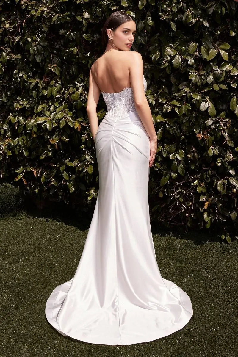Romantic Mermaid Sweetheart Neck Strapless Lace Up Back Train Length Wedding Dress