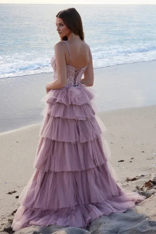 Romantic Mermaid Sweetheart Spaghetti Strap Lace Up Back Floor Length Prom Dress