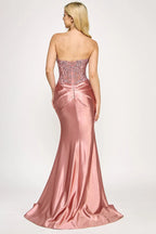 Romantic Mermaid Sweetheart Strapless Closed Back Floor Length Prom Dress