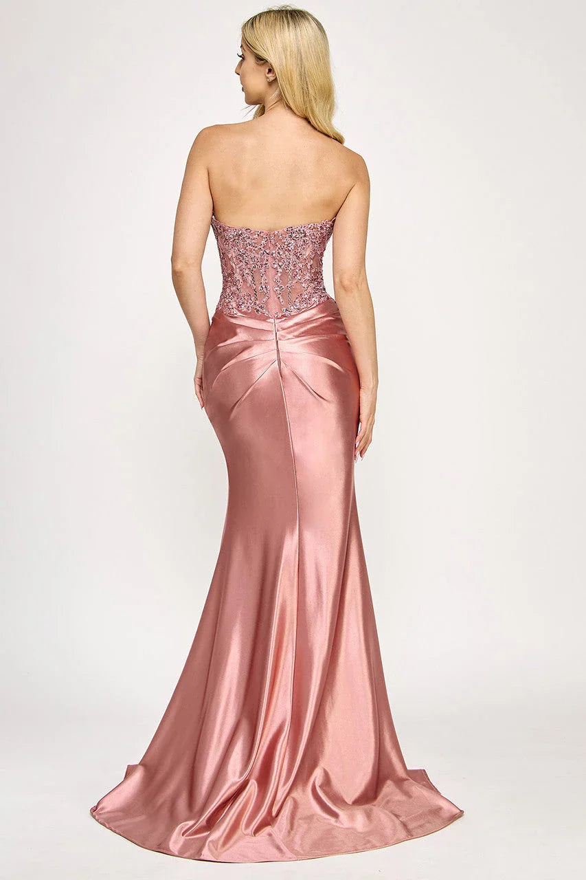 Romantic Mermaid Sweetheart Strapless Closed Back Floor Length Prom Dress