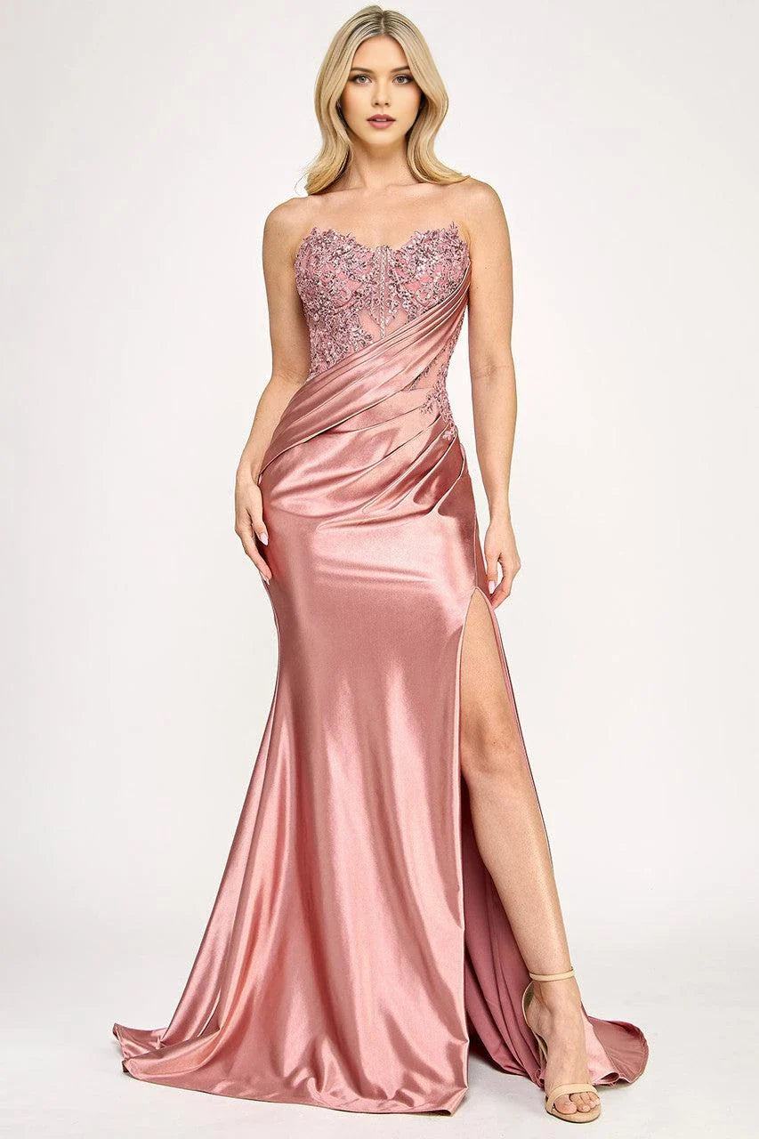 Romantic Mermaid Sweetheart Strapless Closed Back Floor Length Prom Dress