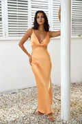 Romantic Mermaid V Neck Sleeveless Lace Trim Floor Length Prom Dress