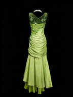 Romantic Mermaid V Neck Sleeveless Sheer Back Floor-Length Gala Dress