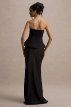 Romantic Peplum Strapless Sleeveless Zip Back Floor Length Evening Dress