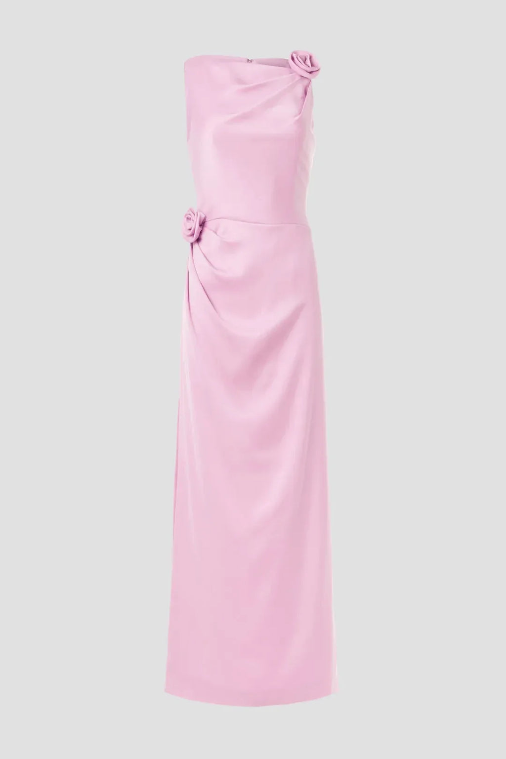 Romantic Sheath Asymmetrical Neck Sleeveless Floral Accent Floor Length Plus Size Prom Dress