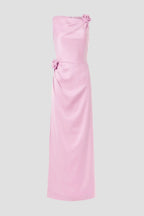 Romantic Sheath Asymmetrical Neck Sleeveless Floral Accent Floor Length Plus Size Prom Dress