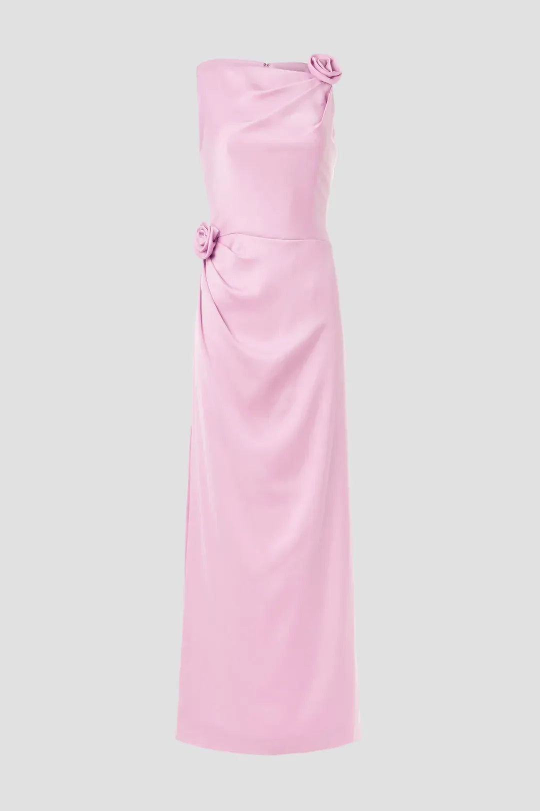 Romantic Sheath Asymmetrical Neck Sleeveless Floral Accent Floor Length Plus Size Prom Dress