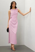 Romantic Sheath Asymmetrical Neck Sleeveless Floral Accent Floor Length Plus Size Prom Dress