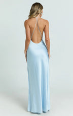 Romantic Sheath Cowl Neck Sleeveless Open Back Floor Length Plus Size Evening Dress