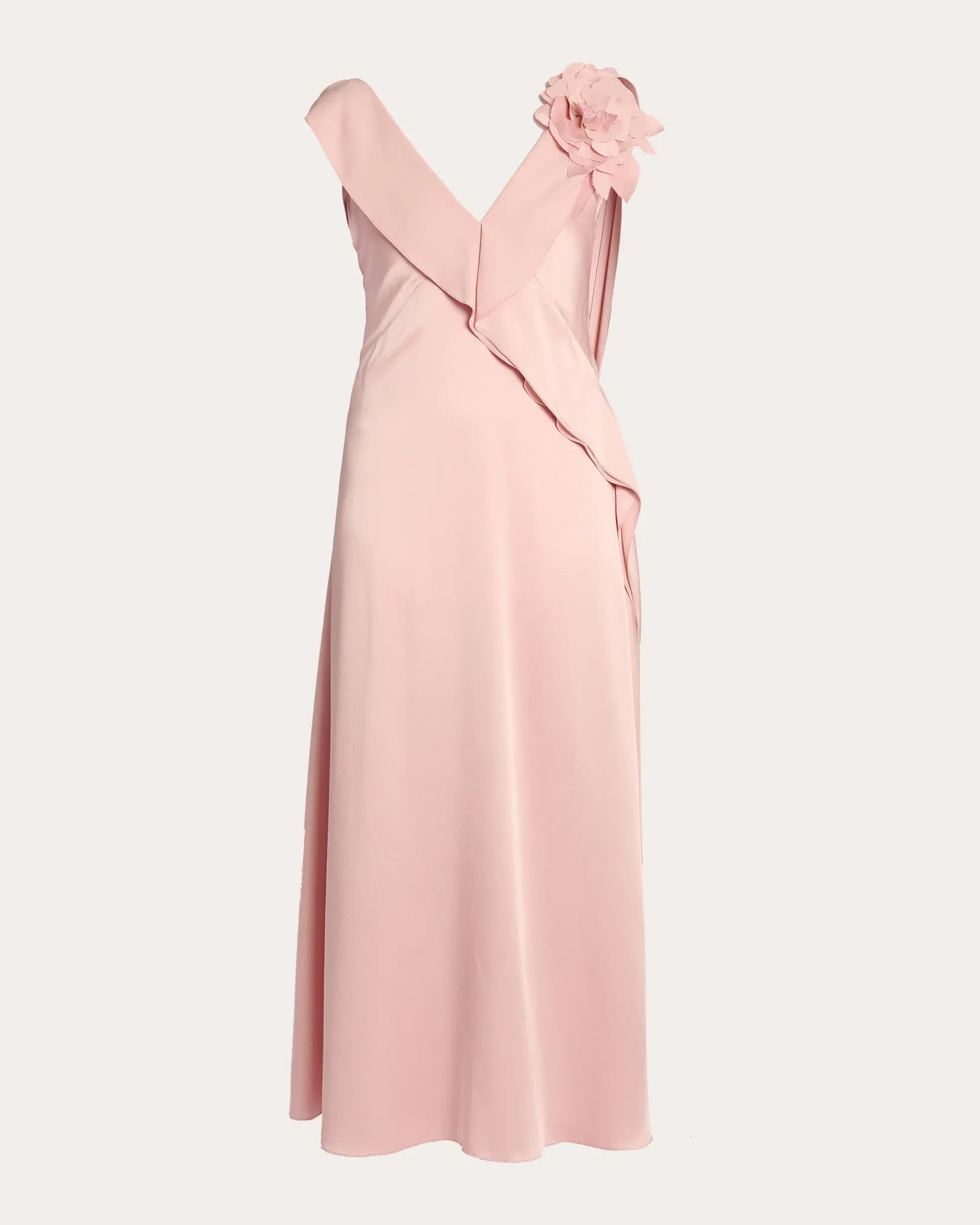 Romantic Sheath Deep V Neck Ruffle Sleeve Open Back Midi Floor Length Prom Dress