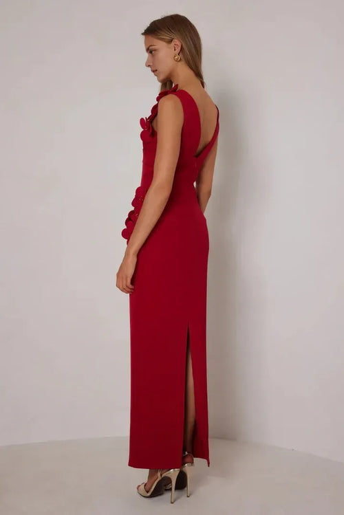 Robe de bal fourreau romantique, col en V profond, sans manches, avec fleurs, dos nu, longue, offre spéciale