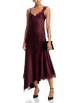 Romantic Sheath Deep V Neck Spaghetti Strap Lace Accent Asymmetrical Midi For Sale Prom Dress