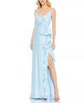 Romantic Sheath Deep V Neck Spaghetti Strap Open Back Floor Length Prom Dress
