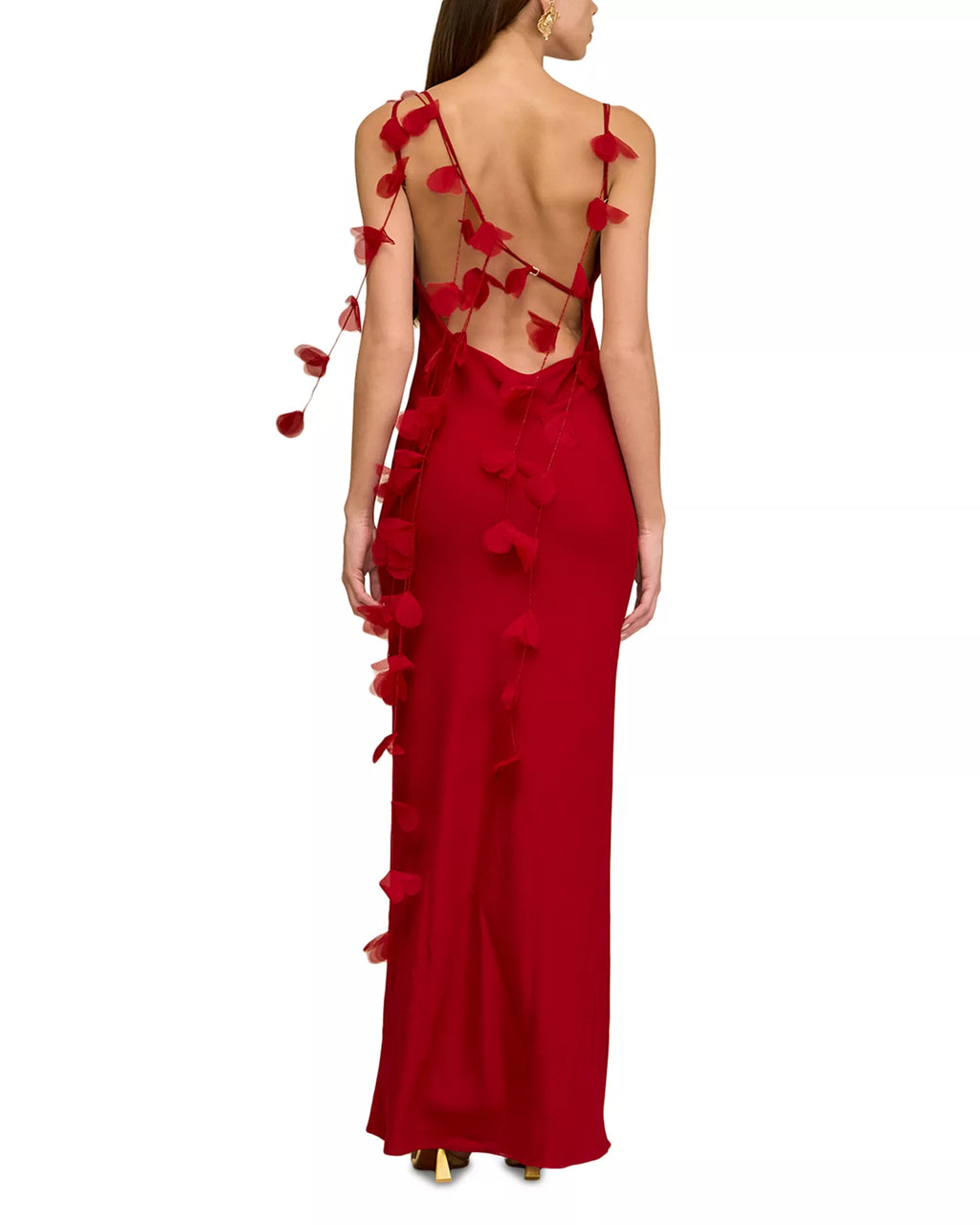 Romantic Sheath Draped Neck Sleeveless Floral Trim Open Back Floor Length For Ladies Prom Dress