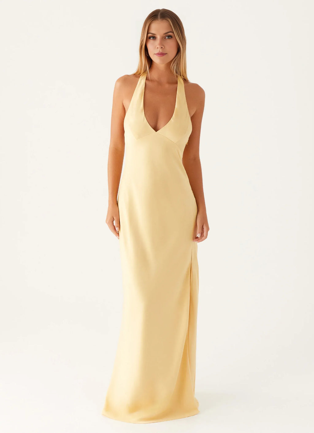 Romantic Sheath Halter Neck Sleeveless Open Back Floor Length Plus Size Evening Dress