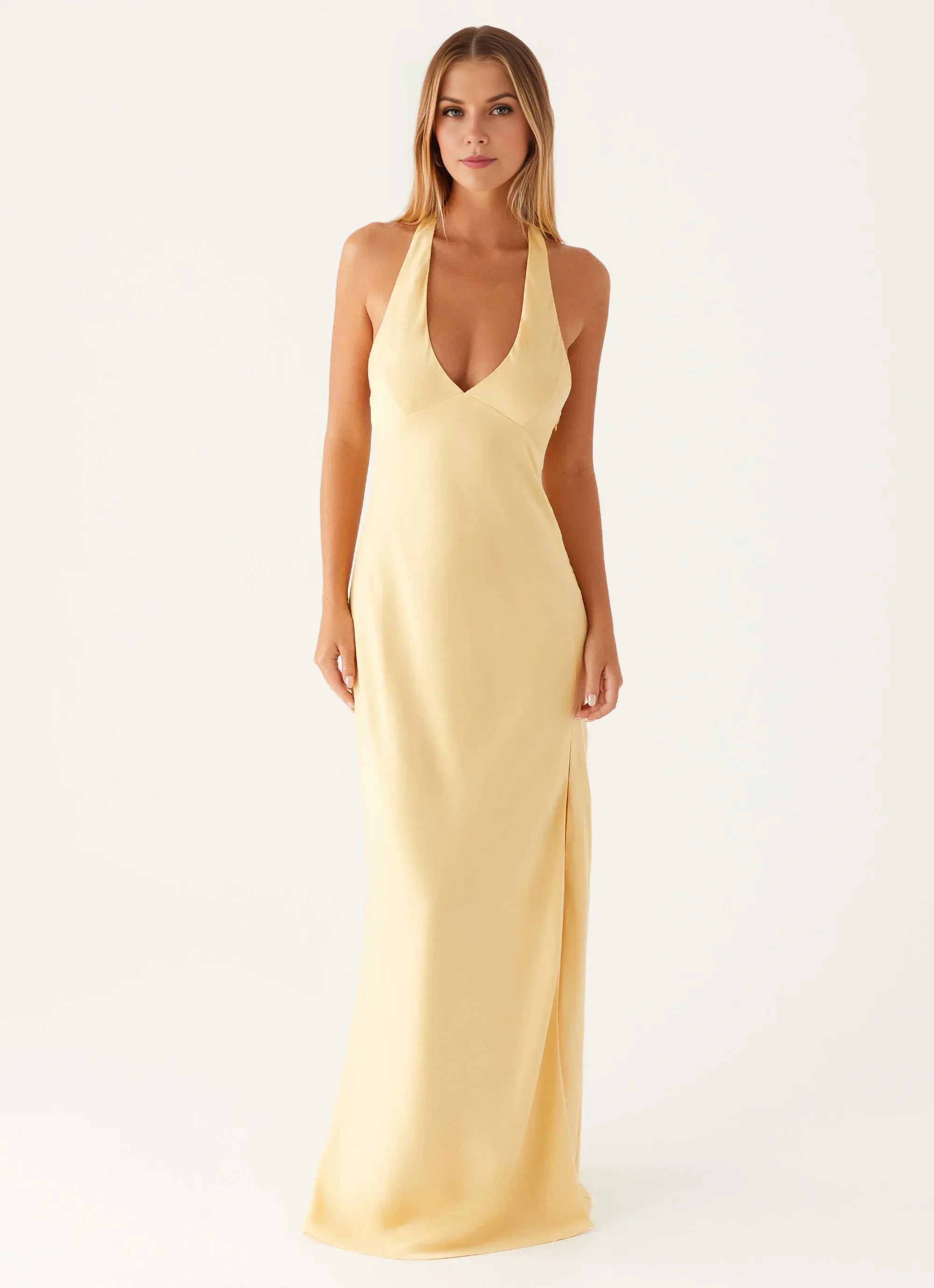 Romantic Sheath Halter Neck Sleeveless Open Back Floor Length Plus Size Evening Dress